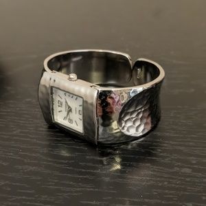 Gossip Silver Tone Cuff Watch with Mother of Pearl